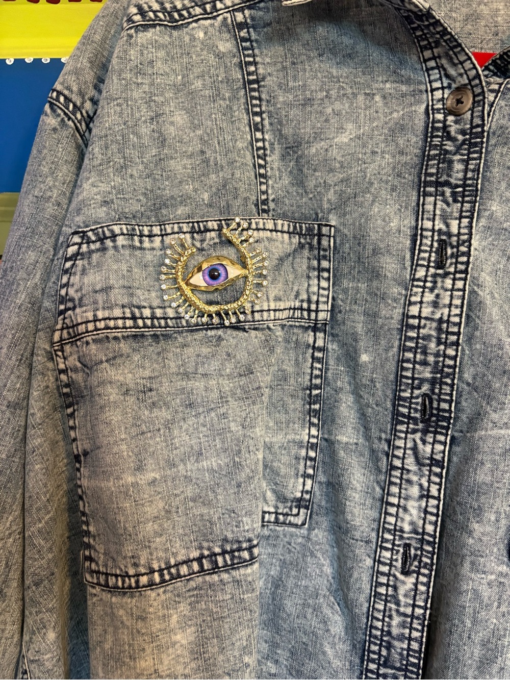 Free People We the Free denim swing Jacket Medium - Picture 5 of 9